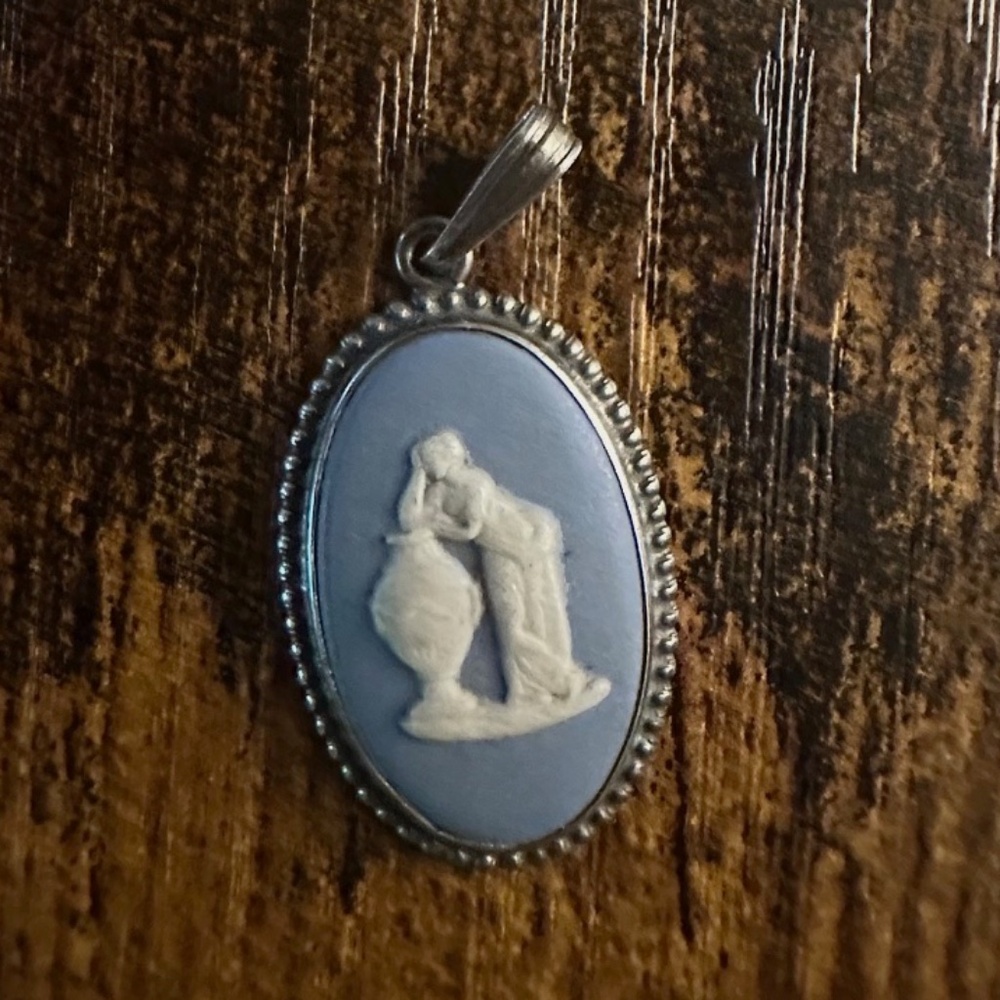 Vintage Wedgwood Pendant Blue Cameo Sterling silver setting